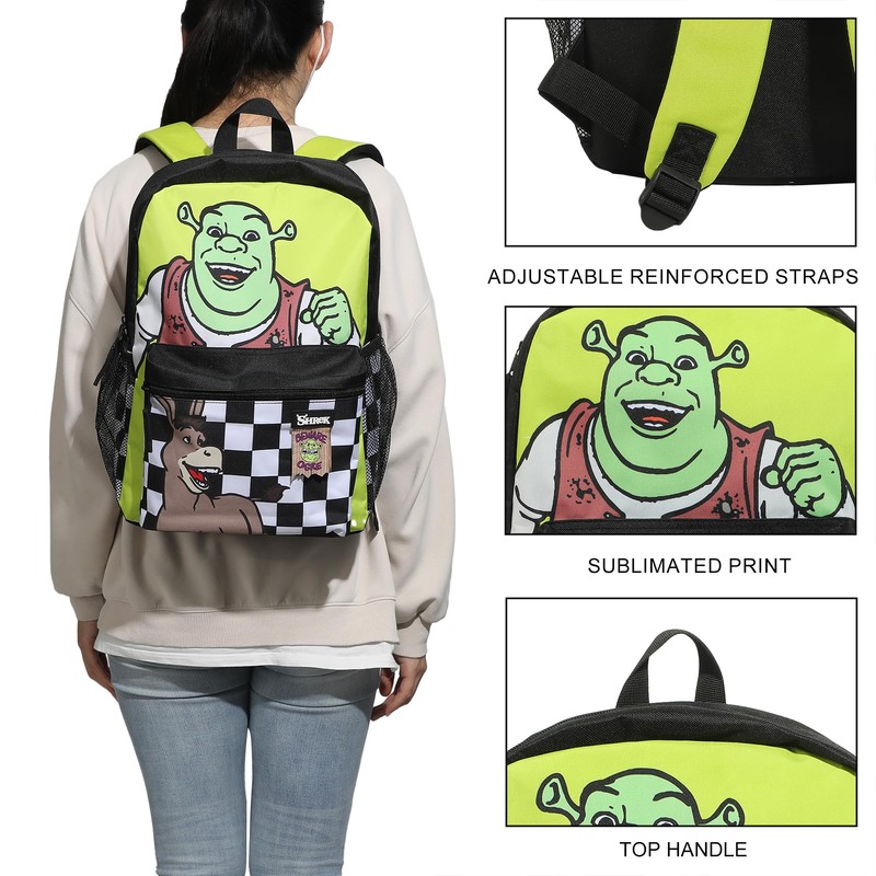 Shrek & Donkey Swamp & Checkered Backgrounds 16” Backpack