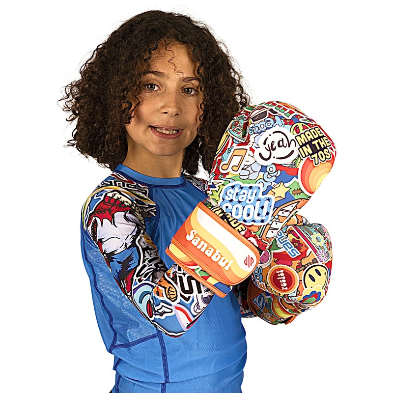 Sanabul Children's Sticker Bomb Boxes Kickboxing Training Gloves 70's 4oz
