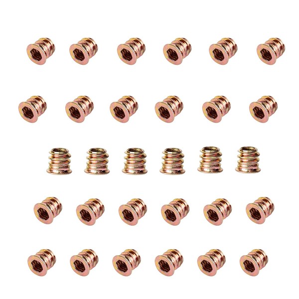 YiYFiT M6 x 10mm Furniture Thread Insert Nuts, 30 Pieces