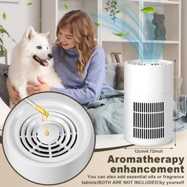 Blosssound Mini Air Purifier for Bedroom Small Room Pet Office Home with HEPA 3-in-1 Filter Fragrance Box White Portable Air Purifier Quiet Sleep for Desk Dorm Smoke Pet Dander Hair Dust Allergies