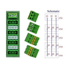 Slim DIN Rail Mount 10A/300V Pluggable Screw Terminal Block Distribution Module (5x3 Position)