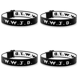 yfstyle 4PCS WWJD Bracelet for Men What Would Jesus Do Bracelet wwjd Matching Bracelets for Couples/Friends W.W.J.D.Bracelet Braided Bracelets Inspirational Religious Christian-black 4pcs