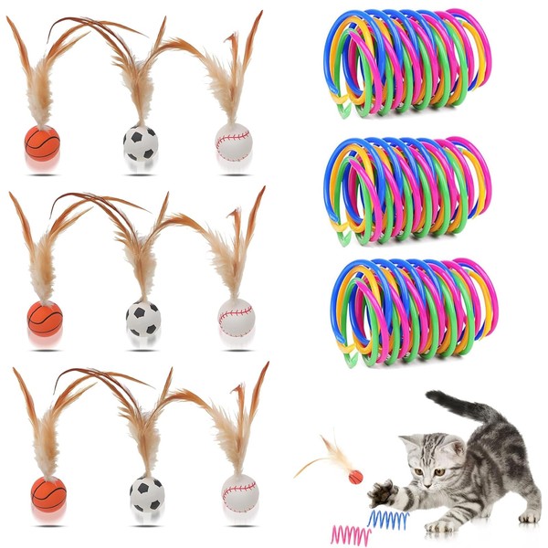 Feather Ball Cat Toy, Cat Springs, 21 Pcs Interactive Pet