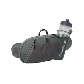 WATERFLY Bum Bag Men Women with Bottle Holder: Sporty Small Belt Bag Stylish Jogging Waist Bag Dog Training Bum Belt MTB Hip Bag Travel Bum Bag Sport Hip Bag, gray