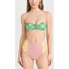 Rhode Women's Mala Bikini Top, Lotus Blossom, Green, Print, XS