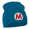 Ice Mario Embroidered Knitted Short Beanie - Aqua Red OSFM