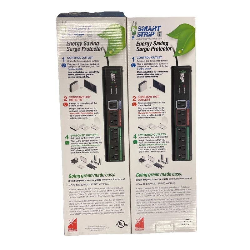 Smart Strip Energy Saving Surge Protector Tier One ECG-7MVR Set