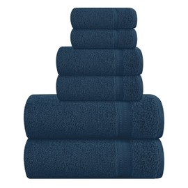 MyOwn 6 Piece Towel Set, 100% Combed Cotton - 2 Bath Towels, 2 Hand Towels, 2 Wash Cloths - 500 GSM Luxury Hotel Quality Ultra Soft Highly Absorbent Towel Set for Bathroom - Mineral Blue