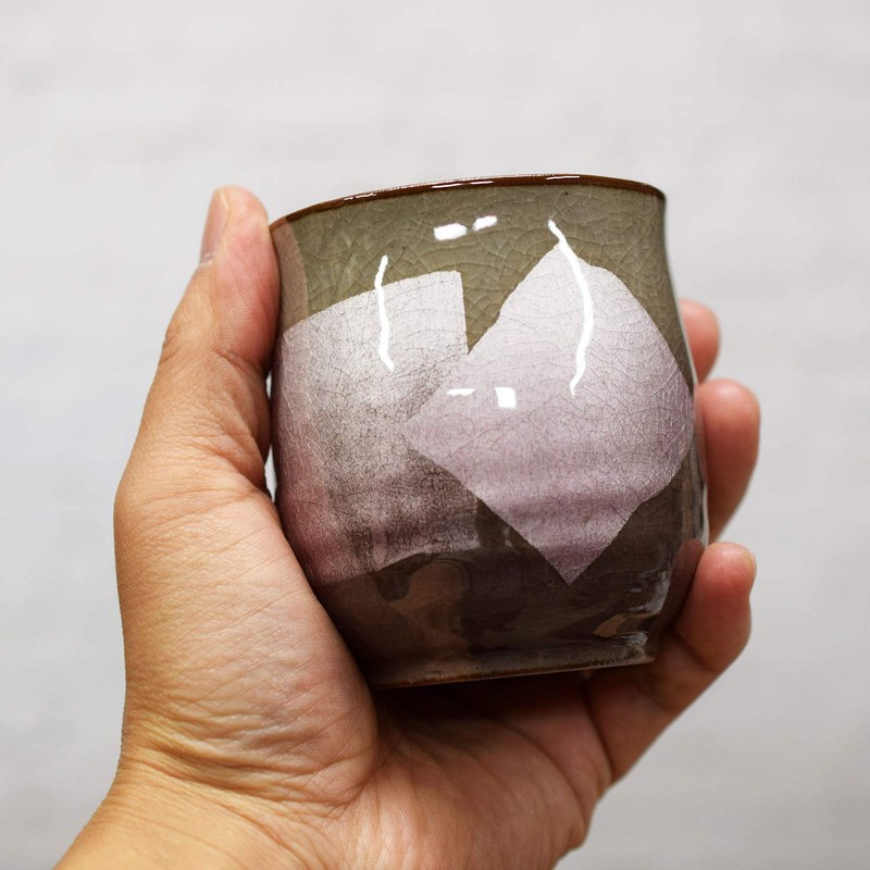 Waza no Kura Kutani Ware Teacup, Silver Color, Purple, Ceramic,