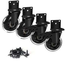 8T8 Side Mount Caster Wheels 3 Inch L Shaped Plate Swivel Casters with 2 Brakes Heavy Duty Set of 4, Silence Rubber Wheels for Furniture, Kitchen Cabinet, Baby Bed, Table, Loading Capacity 600 Lbs