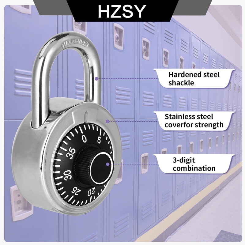 HZSY Combination Padlock 12 Pack, Fixed Dial Combination Padlock with