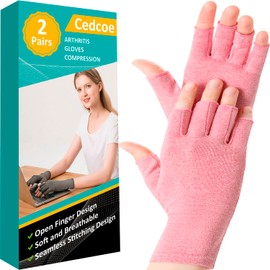 2 Pairs Rheumatoid Arthritis Compression Gloves, Pink, M
