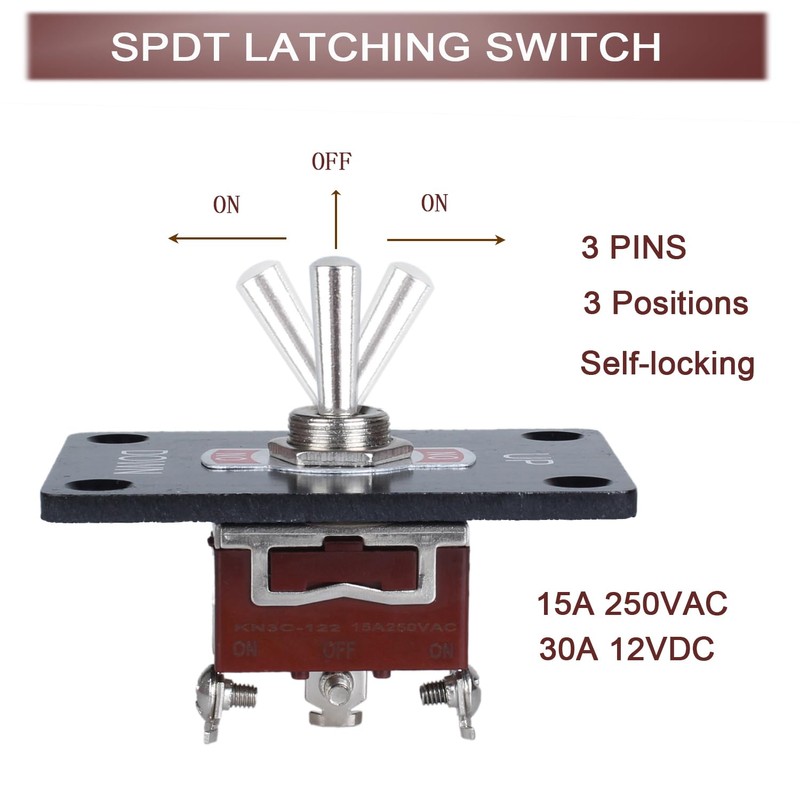 DMWD Waterproof Latching Toggle Switch ON-Off-ON 3Pin 3Position SPDT 30A