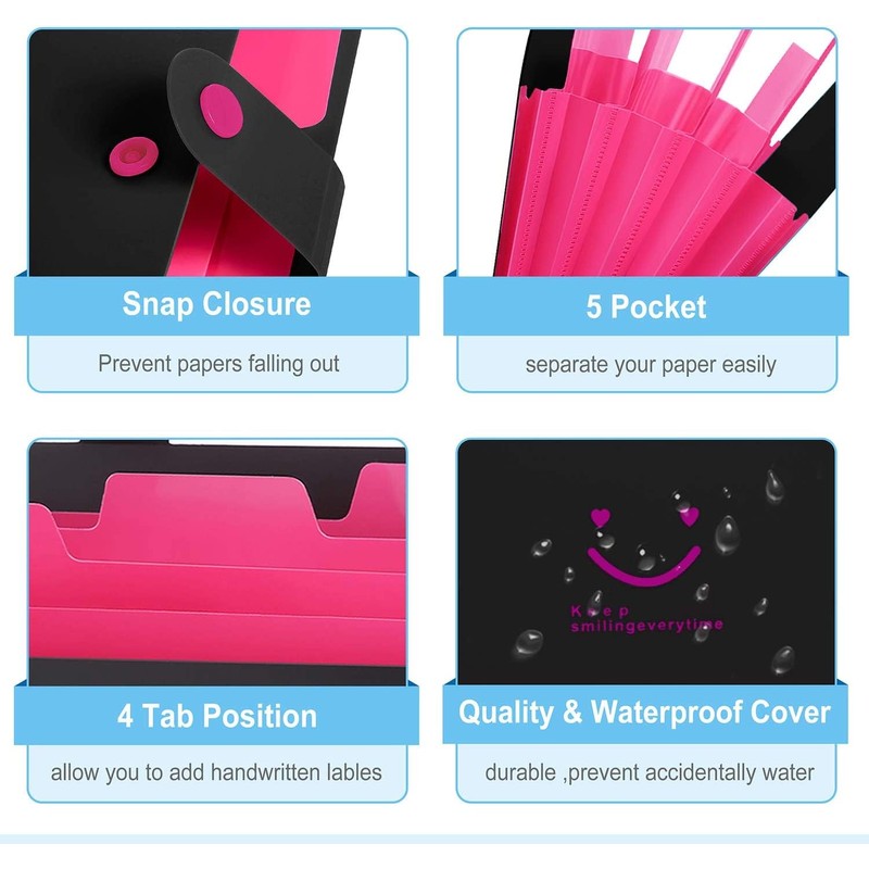 SKYDUE Document Folder A4, Expanding Folder A4 with Compartments, Postal