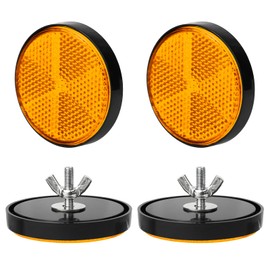 4Pcs 2.2" Safety Round Reflectors and Nuts, Mailbox Reflectors, M5*0.78" Nuts Screws, License Plate Fastener Nut for TruckTrailer Car (Orange)