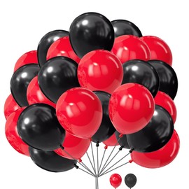 Pack of 25 Plain Balloons 12 Inch Black, Red Balloons for Birthday Decorations Latex Balloons for Kids Party Wedding Valentines Day Graduation Engagement Baby Shower Merry Christamas Party Decorations