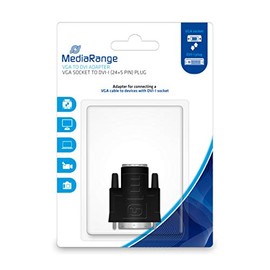 MediaRange VGA to DVI Adapter, Gold-Plated Contacts, VGA Female/DVI-I Male (24+5pin), Black