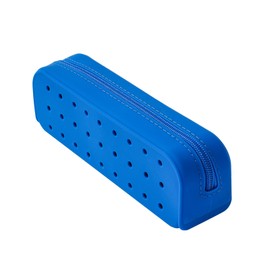 RSRSLEII Cute Silicone Makeup Brush Holder with Holes, Soft Portable Cosmetic Brush Bag with Zipper, Travel Makeup Brush Case（04Dark Blue）