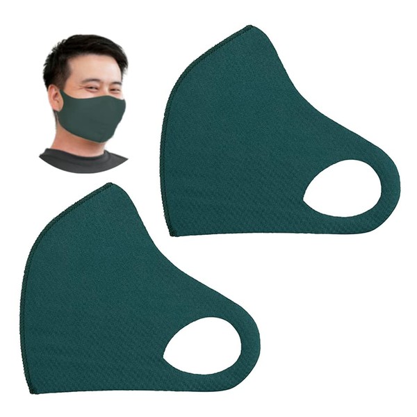CLO'Z Masks, Large, Set of 2, Thin, Retains Heat, Washable, Swimsuit Material, Elastic, Green, Pack of 2, Made in Japan