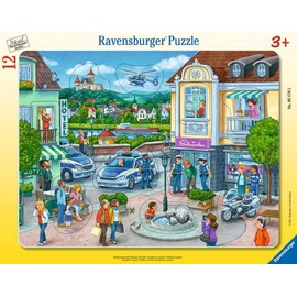 Ravensburger Children's Puzzle - 05176 Police Operation with Hannah and Erik - Frame Puzzle for Children from 3 Years, with 12 Pieces