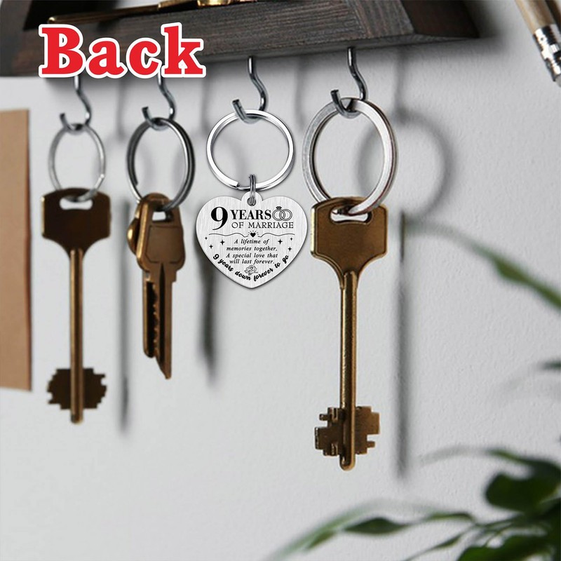 Tangvo 9 Years Anniversary Keychain - Happy 9th Wedding Anniversary