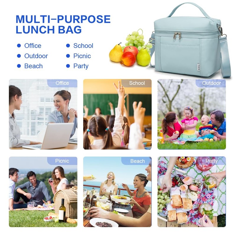 NOL Natural Organic Lifestyle Insulated Lunch Bags for Women Cooler