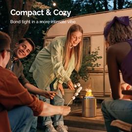 Sersper Fire Pit with Stand - Stainless Steel Tabletop Fire Pit for Outdoor, Camping and Patio - Smokeless- Portable Bonfire