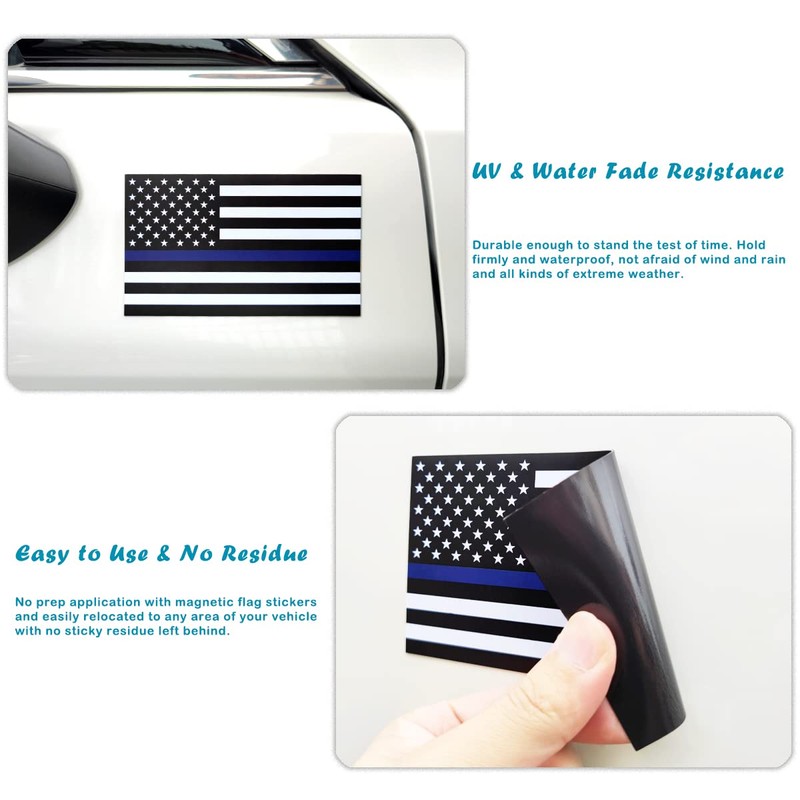 JBCD Thin Blue Line American Police Flag Magnet Decal -
