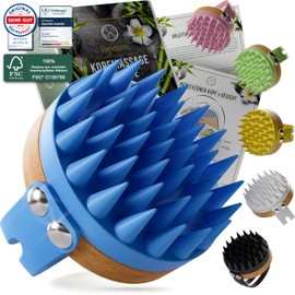 HELDSON® Premium Scalp Massage Brush - FSC®100% - Head Massage Brush - Scalp Massager Brush - Hair Massage Brush Hair - Hair Care Scalp Exfoliating - Head Massage - Scalp Scrub [Crystal Blue]