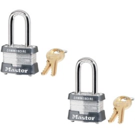 Master (2) Master Lock 3KALF-3210 1-1/2" Laminated Keyed Alike Padlocks w 9/32" Shackle