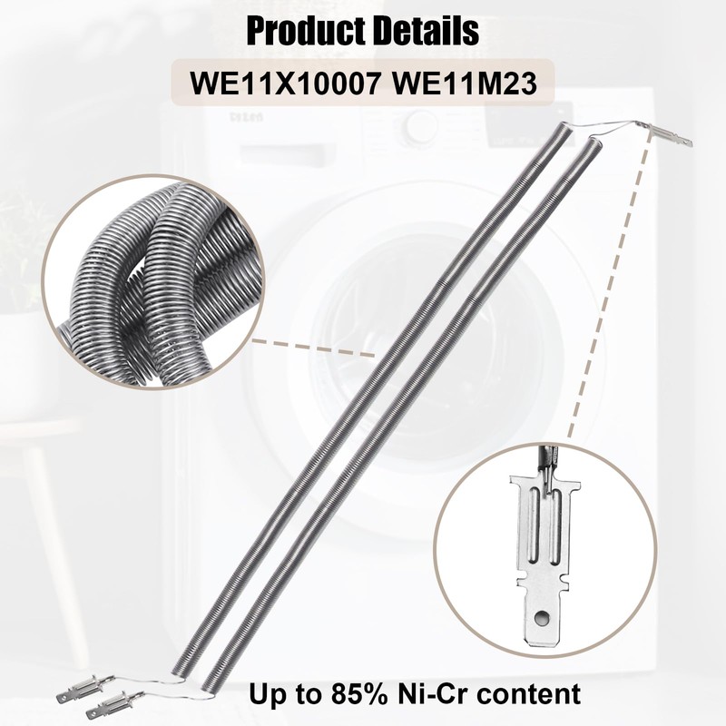 WE11M23 WE11X10007 Dryer Heating Element Kit with 2 Coils 6