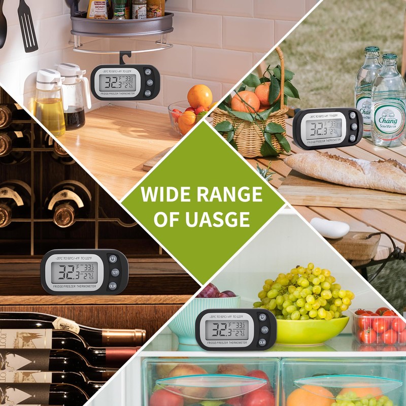 Digital Frigerator Thermometer, Waterproof Fridge and Freezer Thermometer 2 Pack,