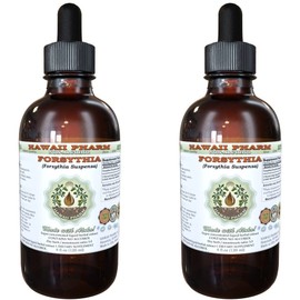 Forsythia Alcohol-Free Liquid Extract, Organic Forsythia (Forsythia Suspensa) Dried Fruit Glycerite Hawaii Pharm Natural Herbal Supplement 2x2 oz