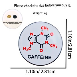 Leraverppy Enamel Pin,Caffeine Chemical Molecule Lapel Pin,Emotion Support Badge,Chemistry Science Brooch Gift For Students Scientists Teens Friends DIY Decor Canvas Bag Backpack Lanyards Accessory