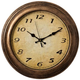 Clockswise 16" Round Vintage Decorative Chiming Wall Clock Battery-Operated with Chime & Non-Ticking Feature Ideal for Farmhouse Office Living Room Kitchen Bedroom Classroom & Home Decor (Yellow)