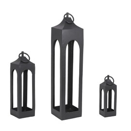 CG Hunter Small Black Lantern, Rustic Metal Decorative Lantern, Candle Holder for Indoor & Outdoor, Home Decor for Patio, Garden & Tabletop, Hanging Lantern for Parties & Weddings