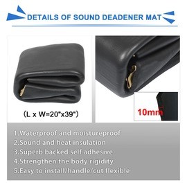 uxcell 394mil 5.4sqft Car Cell Floor Door Foam 10mm Sound Deadening Insulation Mat 20"x39"