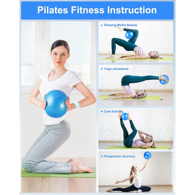 2 Pcs Pilates Balls, 9 Inch Small Exercise Ball, Barre