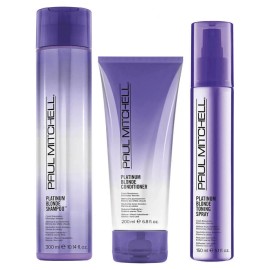 Paul Mitchell Platinum Blonde Shampoo, Conditioner & Toning Spray Trio