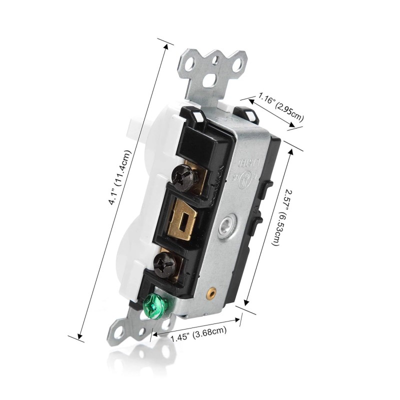 BESTTEN White Switch Outlet Combo Wall Plate 15A 120V Single