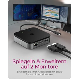 ICY BOX USB4 Docking Station (7-in-1) für 2 Monitore (1x HDMI & 1x DP), 4K 120Hz / 8K 30Hz, 3X USB 3.2 Gen 2 (10 Gbit/s), 60W Power Delivery, Gigabit Ethernet, Audio, IB-DK408-C41