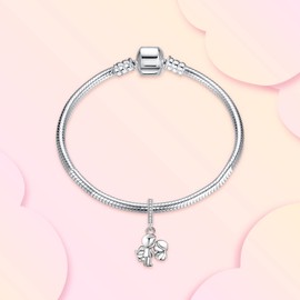 Annmors Dije de familia de plata esterlina 925 con circonita cúbica para mujer, cuenta colgante, regalos de manualidades, pulsera y collar, Plata, plateado