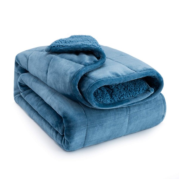 Sivio Sherpa Fleece Weighted Blanket for Adult, 15lbs Fuzzy Throw