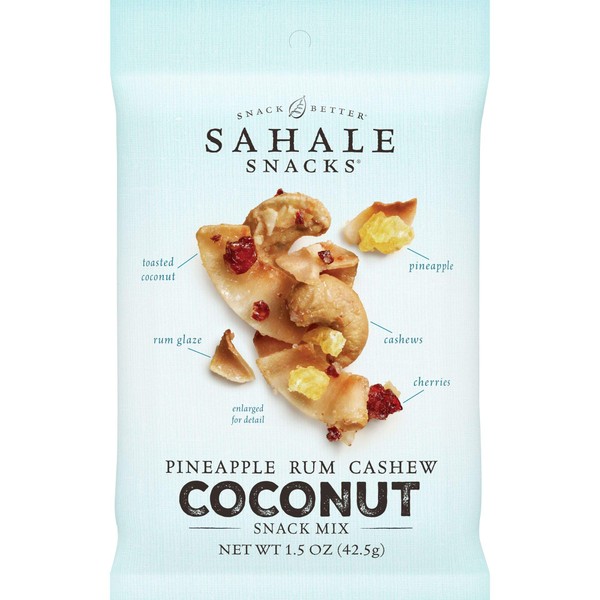Sahale Snacks Pineapple Rum Cashew Coconut Snack Mix, 1.5 Ounces (Pack of 18)