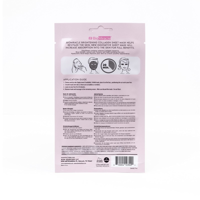 BioMiracle Revitalizing Collagen Face Mask, Infused with Rice Extract, Lemon