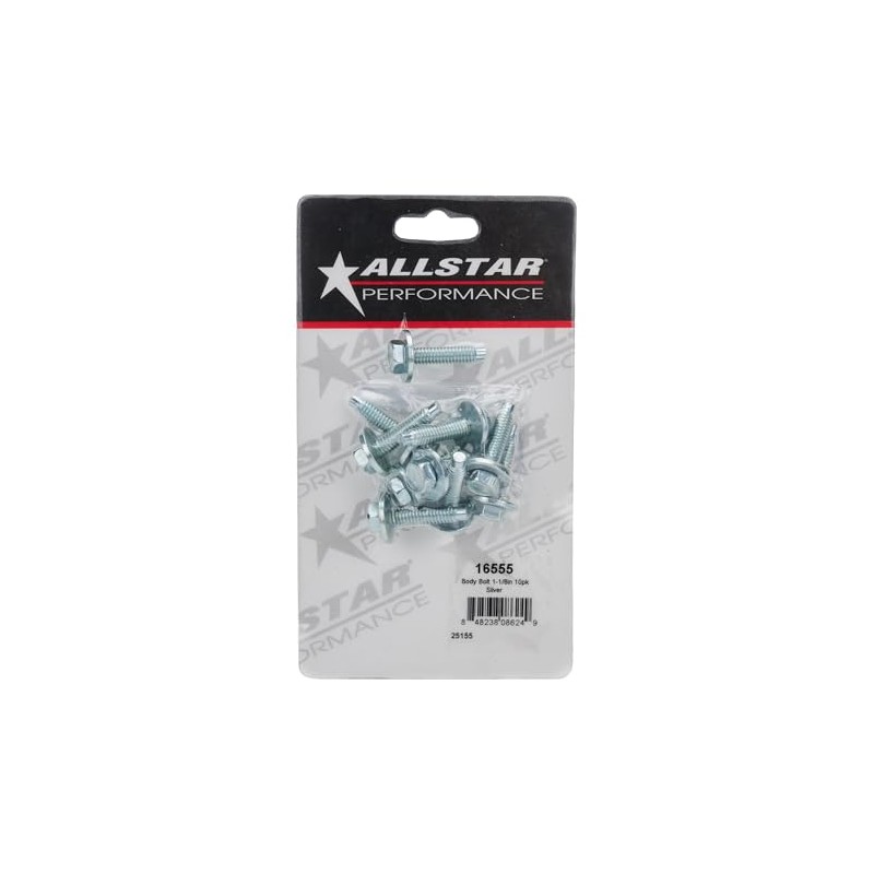 Allstar Performance Body Bolt 1-1/8in 10pk Silver