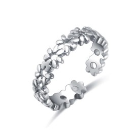 UAIAGM Flower Toe Ring for Women Hawaiian Leaf Big Rings Chic Design Adjustable 925 Sterling Silver Toe High Polish Flower Rings Comfort Fit Rings Pure Stainless Steel Floral Band Stylish Toe Rings