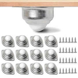 12 pcs Universal Wheel Balls,2 Holes Industrial Ball Casters,Ball Transfer Bearing Roller,Castor Balls With Nylon Ball and 24 pcs Screws,for Home, Sofas, Display Cabinets, Shelves, Cabinets