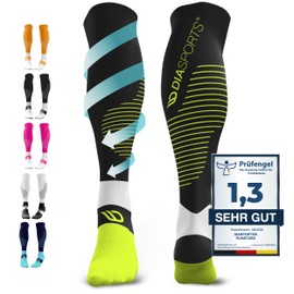 Diasports Runstars Compression Socks for Marathon & Triathlon, High-Quality Compression Socks for Men and Women, black, m