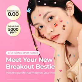 SINSURU SINSURU BHA Iconic Spot Patch - Hydrocolloid Patches with 5,000ppm Salicylic Acid - Day & Night Zit Patch for Targeted Sebum Care & Stylish Wear (36 EA)